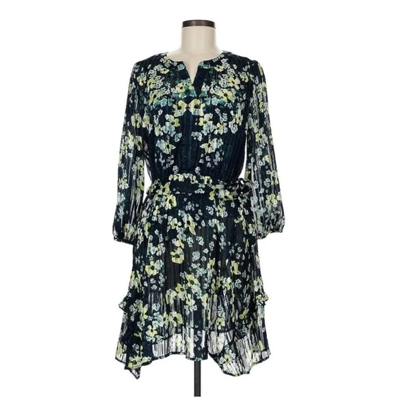 Simply Vera Vera Wang Navy Floral Long Sleeve Dress - Picture 1 of 7